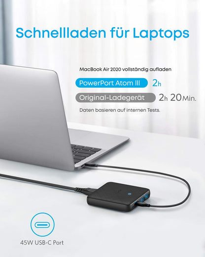 Anker PowerPort Atom III Slim 4-Port USB-C Schnellladegerät mit GaN