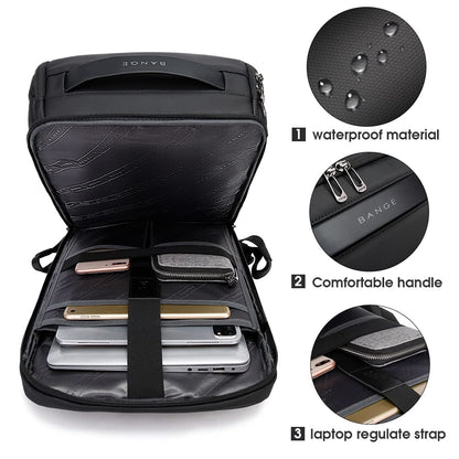BANGE Business-Rucksack wasserdicht, 15,6-Zoll-Laptopfach, schwarz
