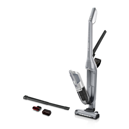 Bosch Flexxo 2in1 BBH3K2801 Akku-Staubsauger - Silber. Silberner, kabelloser Stielstaubsauger mit abnehmbarem Handstaubsauger für flexible Boden- und Möbelreinigung.
