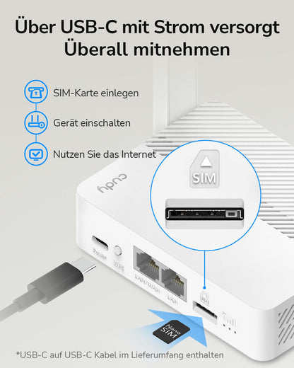 Cudy LT300 4G LTE WLAN-Router 300 Mbit/s mit 2x2 MIMO und VPN