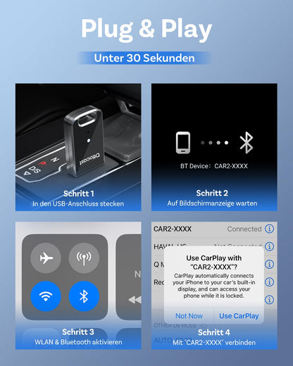 OTTOCAST Mini Edge 2025 Upgraded – 2-in-1 Kabelloser CarPlay & AA Adapter