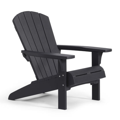 Keter Troy Adirondack Gartenstuhl Wetterfest Kunststoff - Anthrazit. Anthrazitfarbener Kunststoffstuhl in Adirondack-Form für entspanntes Sitzen im Garten.