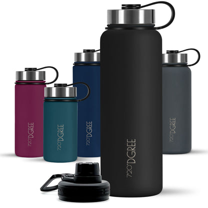 720°DGREE noLimit Trinkflasche Edelstahl 1,2 l – Thermosflasche mit Schraubverschluss