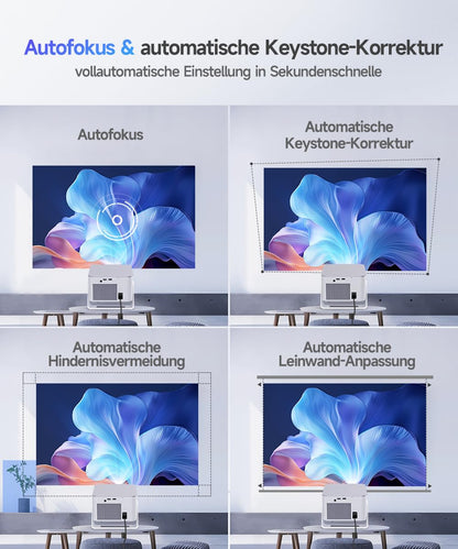 Alwtniet HY350MAX Mini Beamer Full HD Smart Projektor mit Android 14