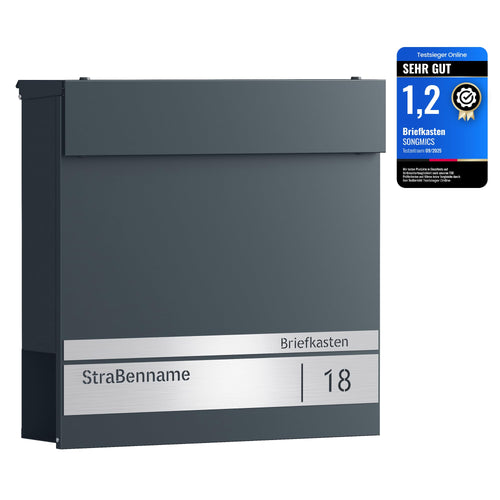 SONGMICS GMB090G01 Briefkasten – anthrazitgrau personalisiert