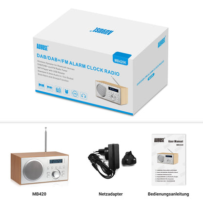August MB420 DAB+/FM Radio - Bluetooth Küchenradio Radiowecker Holz