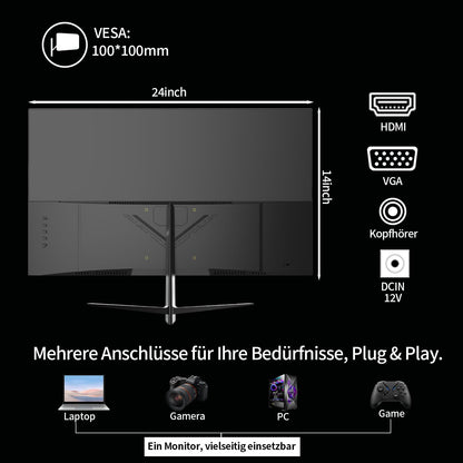 CRUA CR270QA 27 Zoll Curved Monitor Full HD 144Hz HDMI VGA