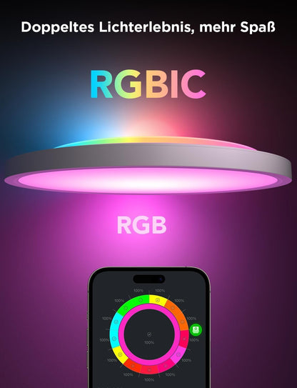 Govee RGBIC Smart Deckenleuchte LED dimmbar - 24W Ø30cm