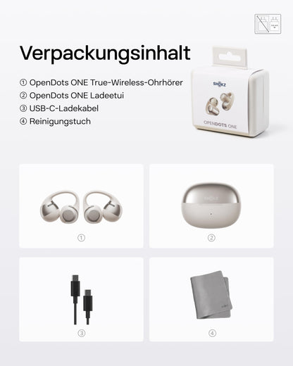 Shokz OpenDots ONE Open-Ear-Kopfhörer, Clip-On, Bluetooth 5.4, Grau