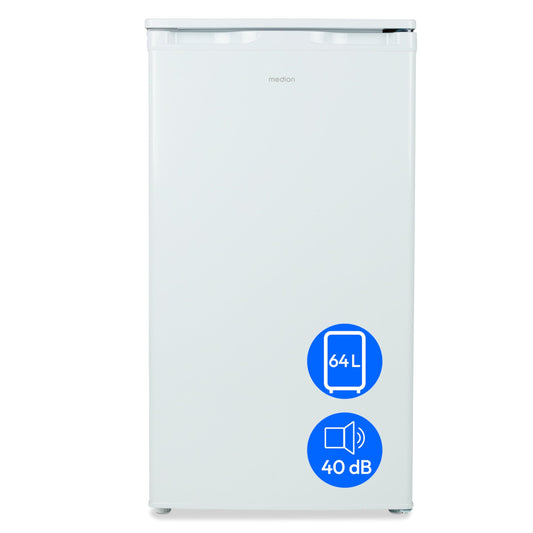 MEDION Kompakt-Gefrierschrank MD37688 - 64L, 85cm hoch. Weißer, würfelförmiger Stand-Gefrierschrank zum langfristigen Einfrieren von Lebensmitteln.