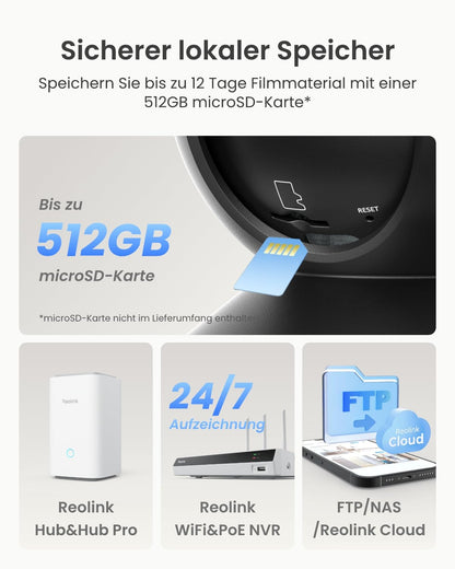 Reolink E1 Zoom 4K PTZ WLAN Überwachungskamera Innen - Schwarz