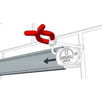 Bruns Gerätehalter Schiene 100 cm mit 8 Haltern und 2 Haken
