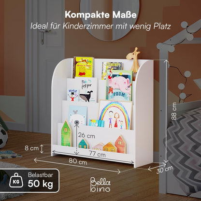 Bellabino Baru Montessori Kinderbücherregal Kinderzimmer - Weiss
