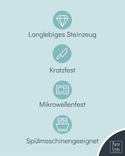 Pure Living Ibiza Steingut Geschirrset 6 Personen - 24 tlg. Türkis