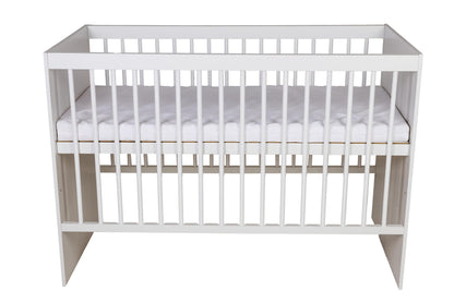 KMbaby TANY Babybett Gitterbett – Weiss 120x60cm mit Matratze