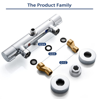 Duschthermostat Aufputz 2 Wege - Messing, 38°C Sicherheitstaste