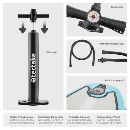 tectake® SUP Paddle Board aufblasbar Set - türkis/orange