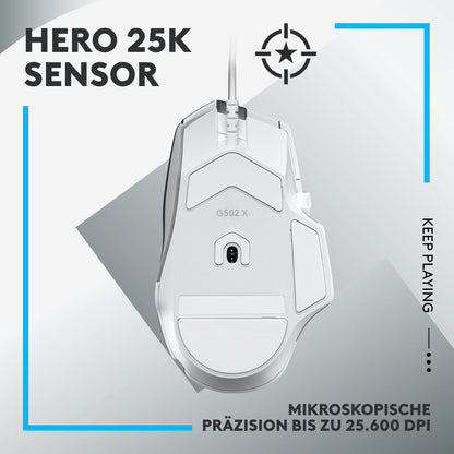 Logitech G502 X Gaming Maus - Kabelgebunden, Weiss