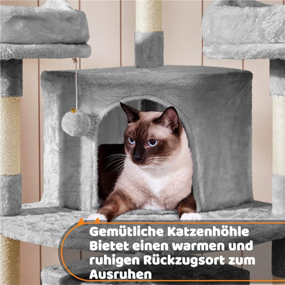 Yaheetech Kratzbaum 174 cm Katzenbaum – Gross, Kletterbaum Hellgrau