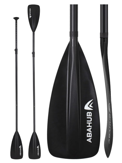 Abahub 2-in-1 SUP- und Kajakpaddel, Aluminium, verstellbar, schwarz mit Nylon-Klinge und viergeteiltem Schaft