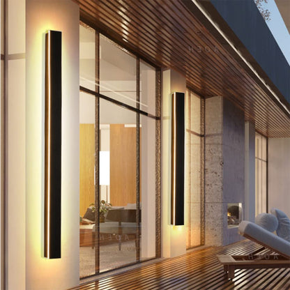 Lange Wandleuchte Villa LED Aussen/Innen 100cm schwarz