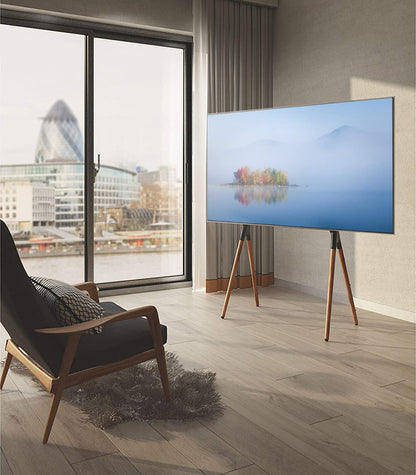 TECHLY 107241 TV-Bodenständer Staffelei 49-70 Zoll - Dunkler Walnuss
