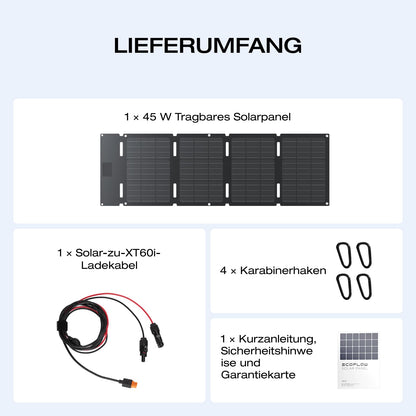 EF ECOFLOW 45W Tragbares Klappbares Solarpanel – Wetterfest IP68