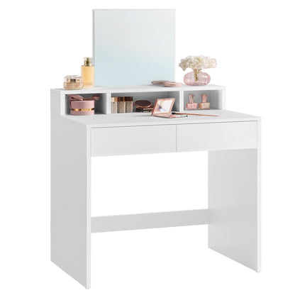 VASAGLE Schminktisch Frisiertisch mit Spiegel RDT103W01 Weiss. Weisser Tisch mit Spiegel zum Schminken und Frisieren.
