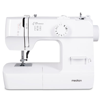 MEDION SM70 Nähmaschine - MD11179, 12 Stichmuster, Weiss. Näht Textilien präzise mit 12 Stichmustern.
