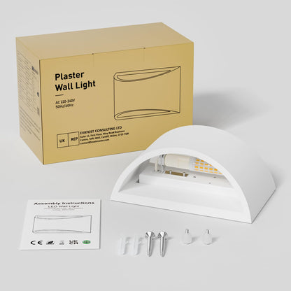 HYDONG LED Gips Wandleuchte Up/Down – 2 Stück, weiss, warmweiss