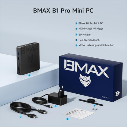 BMAX B1 Pro Mini PC Intel N4000 8GB/128GB Lüfterlos Win 11 Pro