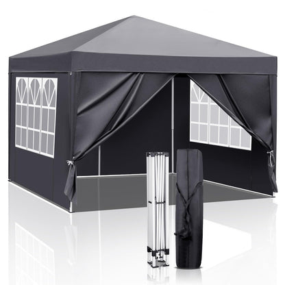 TactFire Faltpavillon 3x3 m wasserdicht mit 4 Seitenteilen, grau