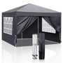 TactFire Faltpavillon 3x3 m wasserdicht mit 4 Seitenteilen, grau