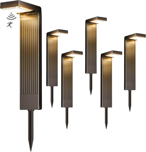 iseeway LED-Solarleuchten für Aussen, 6er-Set, Bewegungsmelder, IP65 mit ABS-Gehäuse und Glas-Solarpanel