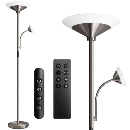 BBHome Stehlampe Deckenfluter LED dimmbar Leselampe - Silber