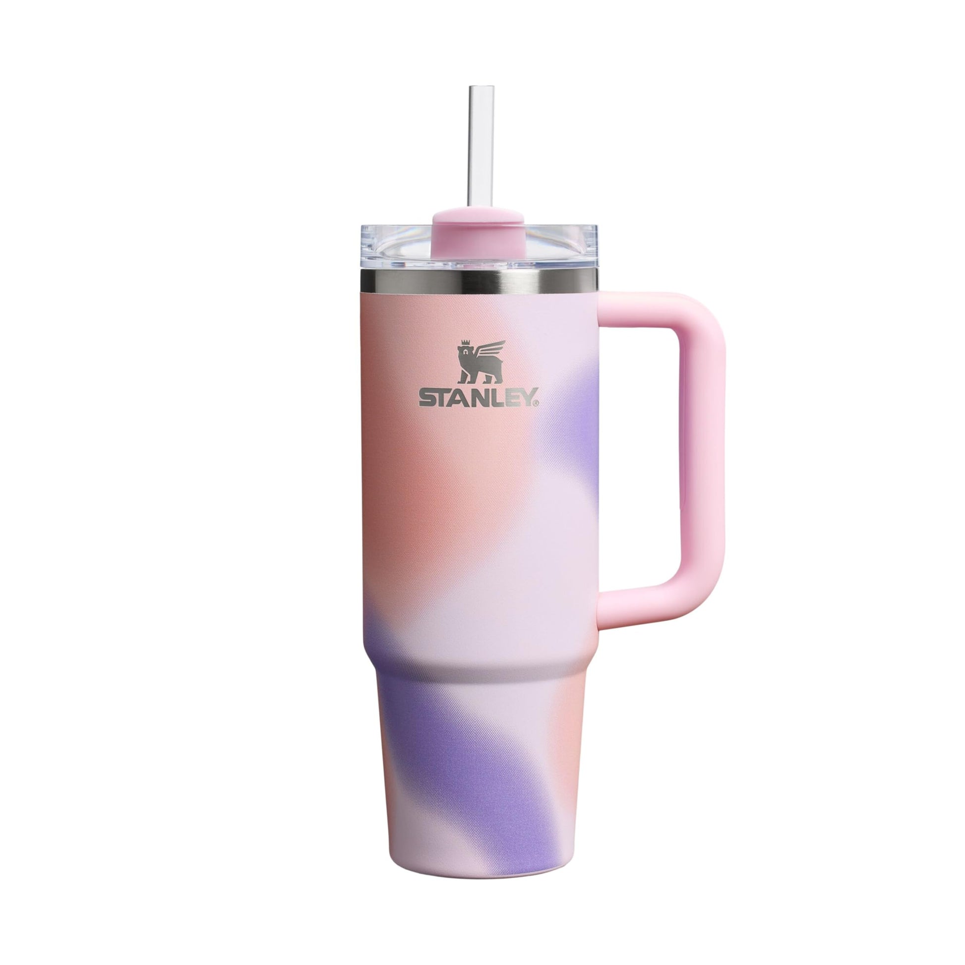STANLEY Quencher H2.0 FlowState Trinkflasche 0.89 L, Rose Petal Motion – Edelstahlbecher mit Strohhalm und Traggriff
