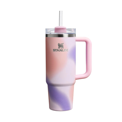 STANLEY Quencher H2.0 FlowState Trinkflasche 0.89 L, Rose Petal Motion – Edelstahlbecher mit Strohhalm und Traggriff