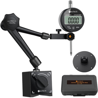 Neoteck Digitale Messuhr Set 0-25.4mm Magnetfuss Zentralklemmung