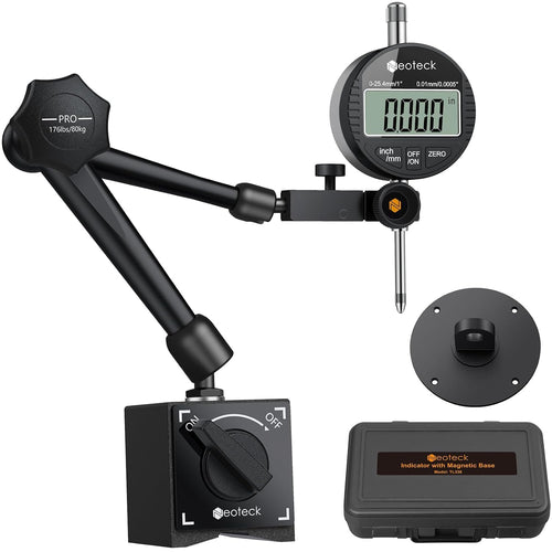 Neoteck Digitale Messuhr Set 0-25.4mm Magnetfuss Zentralklemmung