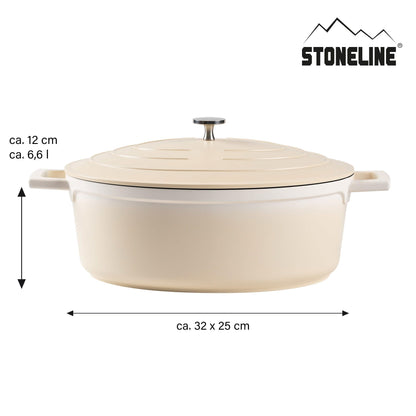 STONELINE Cocotte Bräter Aluguss Induktion 32cm - Creme