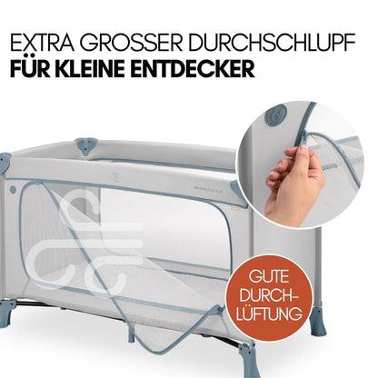 hauck Dream n Play Plus faltbares Baby Reisebett Set - Dusty Blue