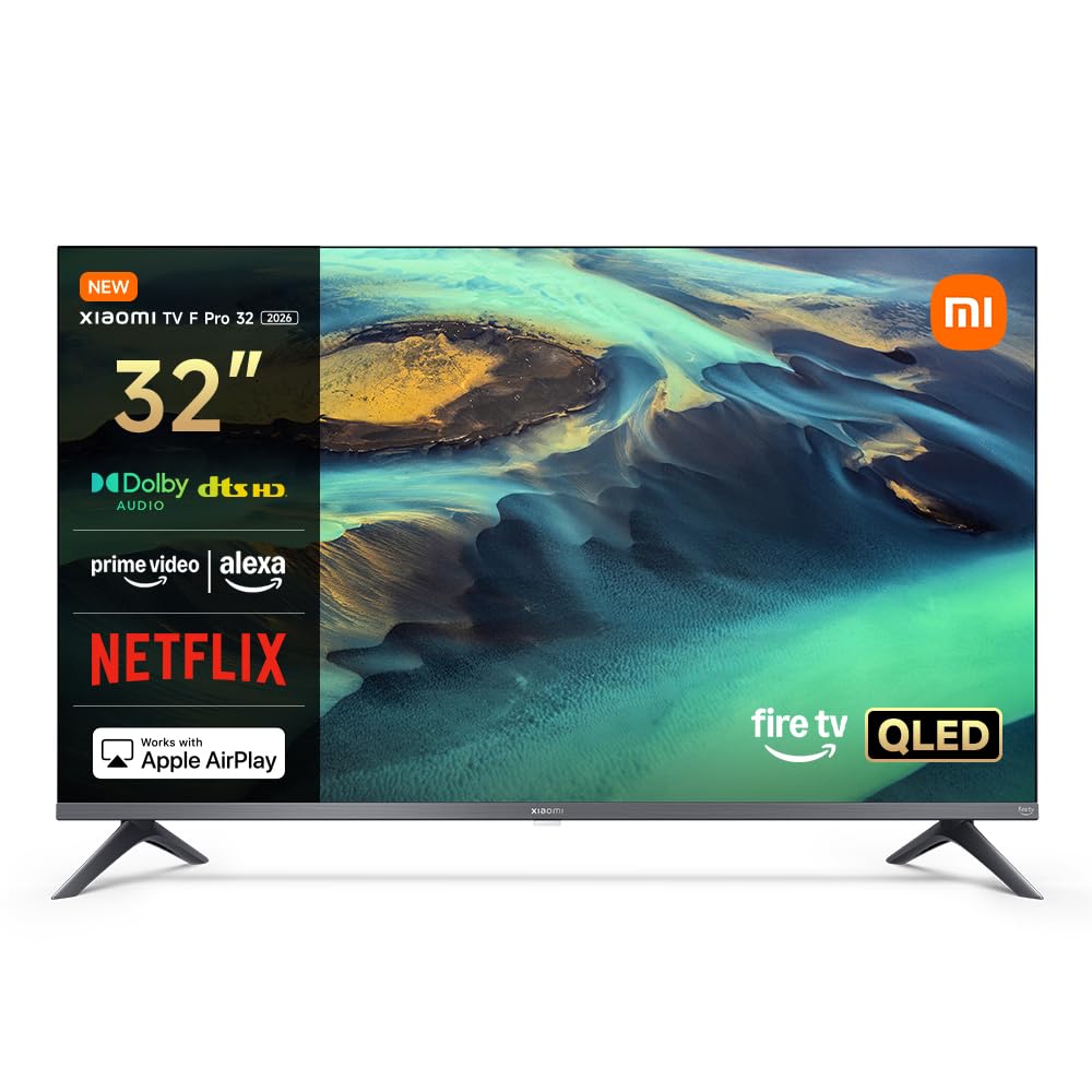 Xiaomi F Pro 32 Zoll QLED Smart TV Fire TV Triple Tuner. Schwarzer QLED Fernseher. Empfängt TV-Signale über Triple Tuner und streamt Inhalte als Smart TV.