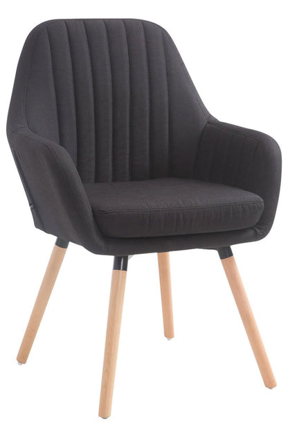 CLP Retrostuhl Florian Esszimmerstuhl – Stoff Schwarz Natur. Schwarzer Stoffstuhl im Retro-Design mit Naturholzbeinen. Dient zum Sitzen am Esstisch.