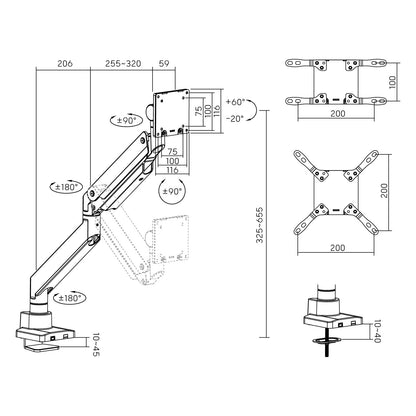 HALTERUNGSPROFI Office-GS612AEX Monitor Halterung Extrastark Gasfeder