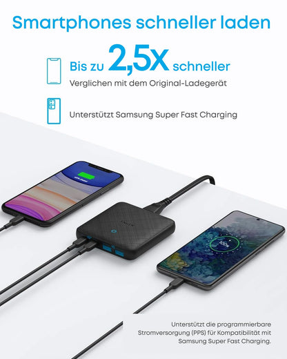 Anker PowerPort Atom III Slim 4-Port USB-C Schnellladegerät mit GaN
