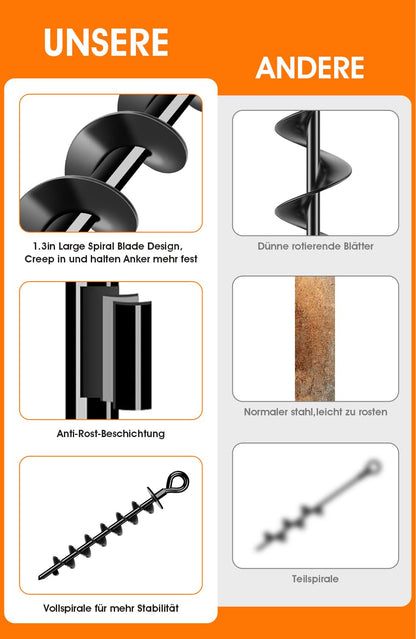 Schwerlast Bodenanker Erdanker – voll verschraubt 8er Pack