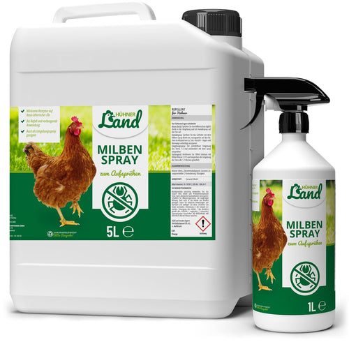 HÜHNER Land Milbenspray Hühner XL Set 6L inkl. Sprühflasche. 6L-Kanister und Sprühflasche gegen Milben bei Hühnern.