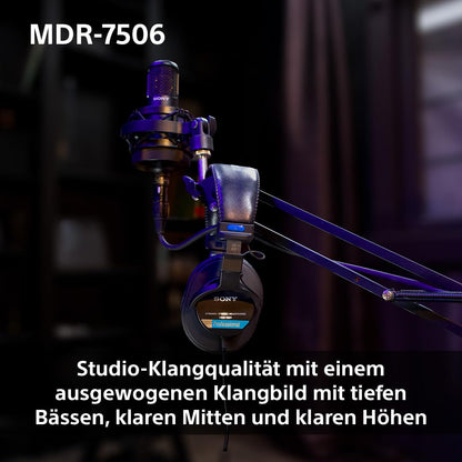 Sony MDR-7506 Studio-Monitor-Kopfhörer – Geschlossen, Schwarz