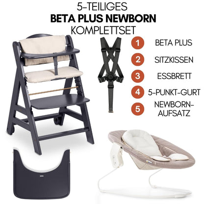 hauck Beta+ Newborn Set Babyhochstuhl ab Geburt - Dark Grey