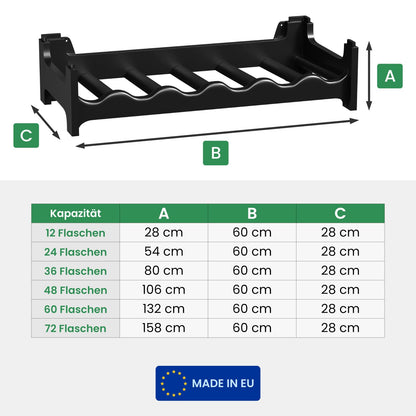 ARTECSIS Weinregal Stapelregal Kunststoff - 72 Flaschen Schwarz